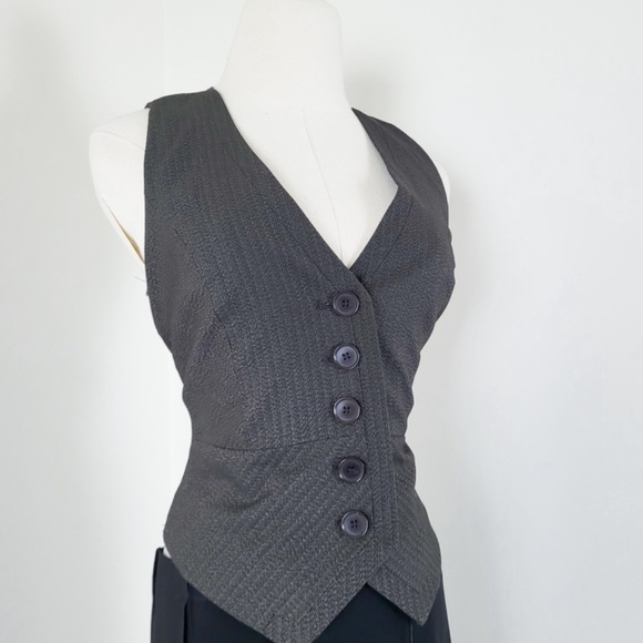 Y2K Fitted Waistcoat Button Down Sleeveless V-neck Tight - Picture 6 of 15